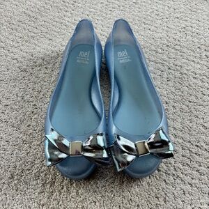 Mel by Melissa Metallic Blue Flats with Bow space love ii